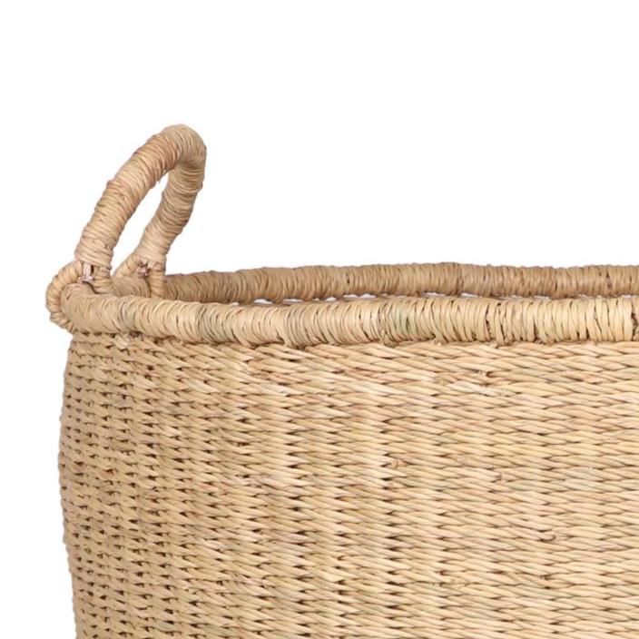 Greige Natural Floor Storage Basket With Handles - Two Size Options