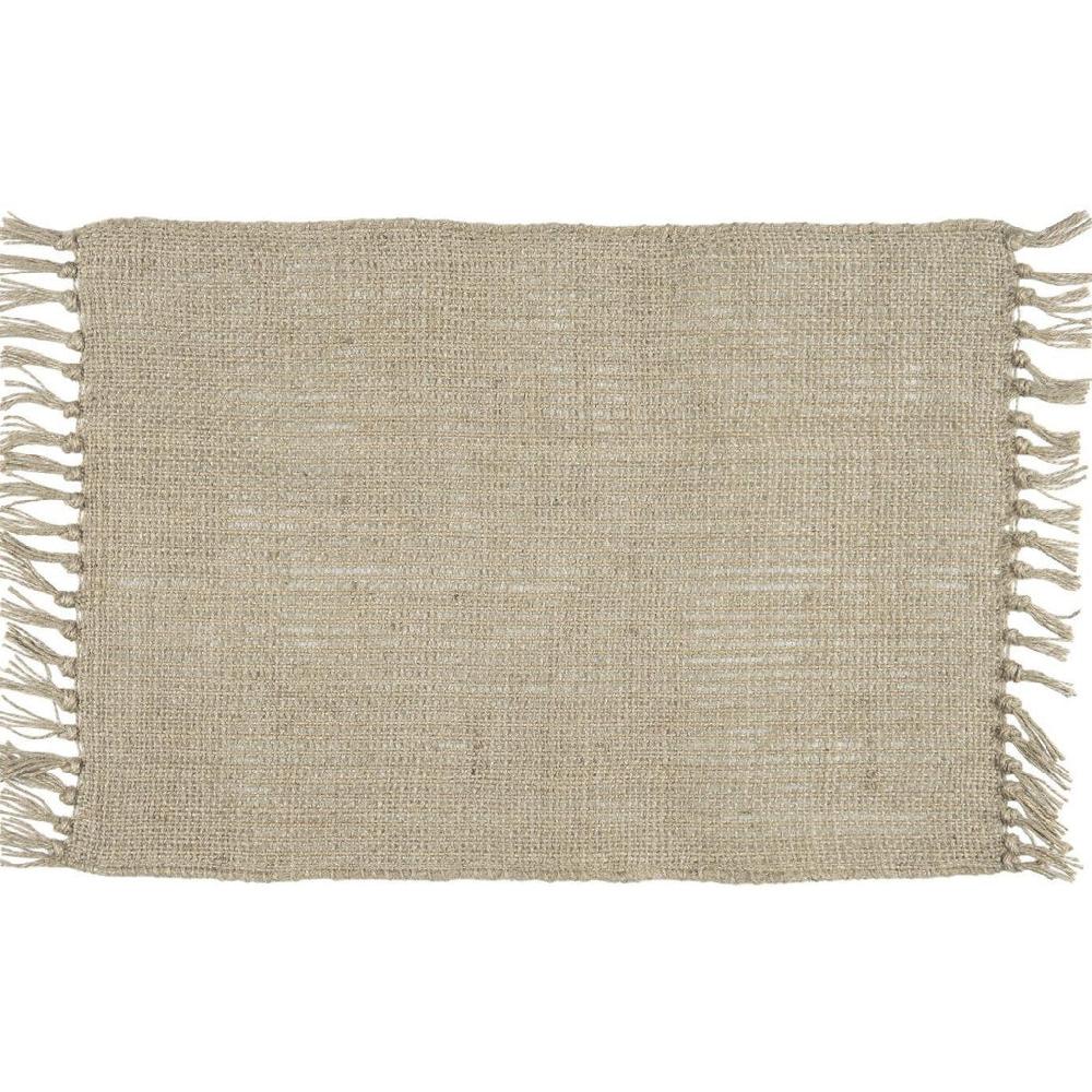 Greige Natural Jute Placemat With Fringes - Set Of Four