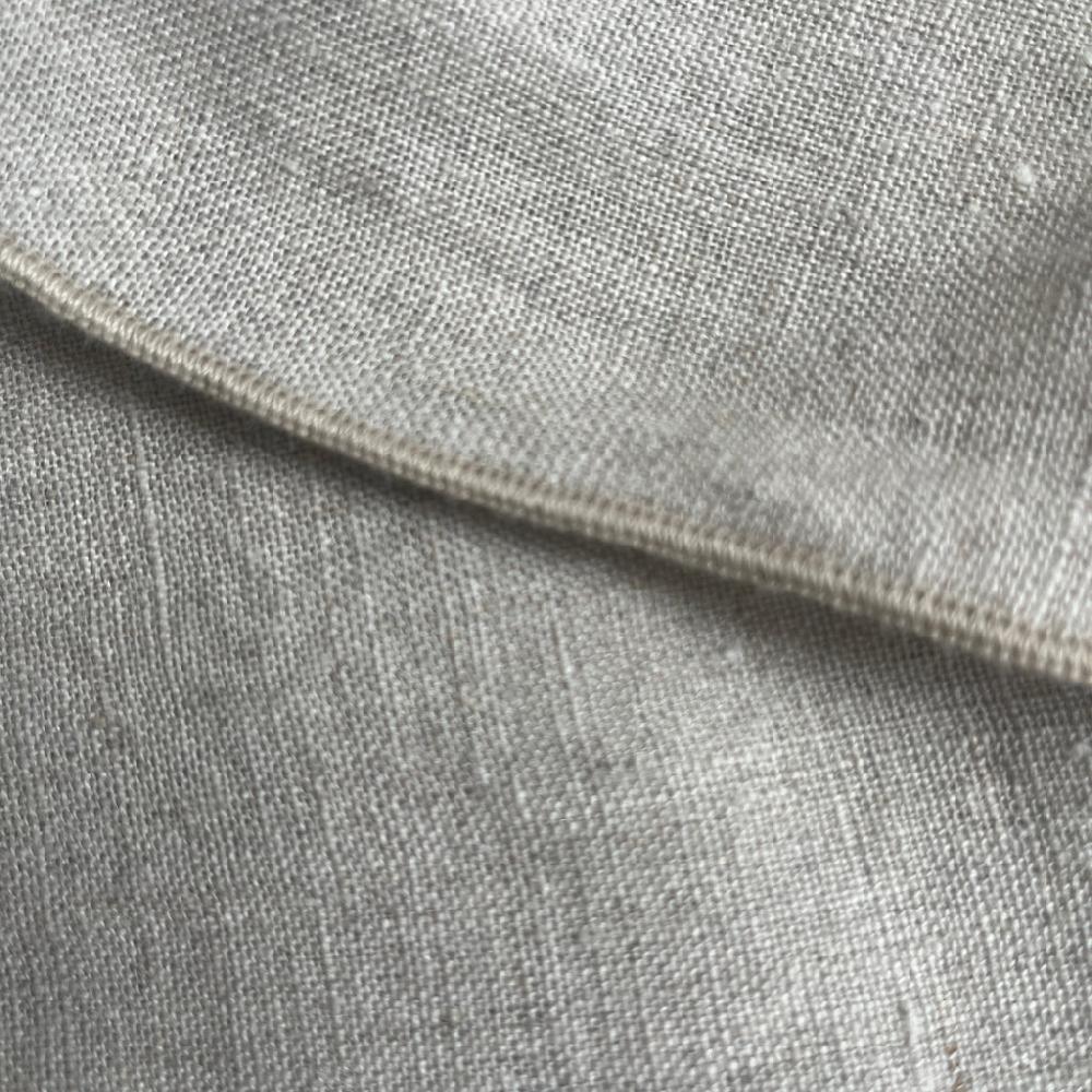 greige Natural Linen Tablecloth with Natural Overstitched Edge