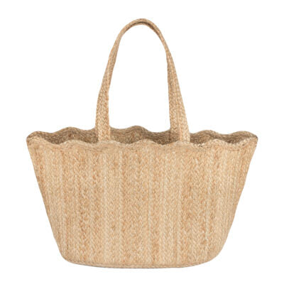 greige Natural Scallop Tote Bag - Large - Braided Rug Company