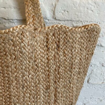 Greige Natural Scallop Tote Bag - Small - Braided Rug Company