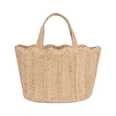 greige Natural Scallop Tote Bag - Small - Braided Rug Company