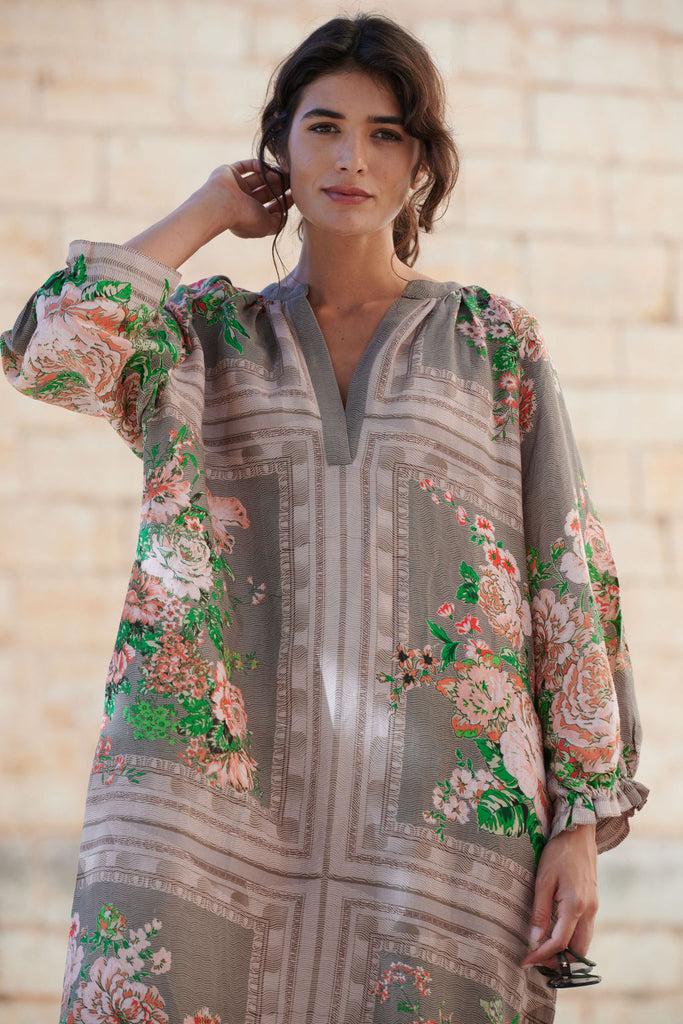 Greige Neon Rose Beige Raglan Dress - One Hundred Stars