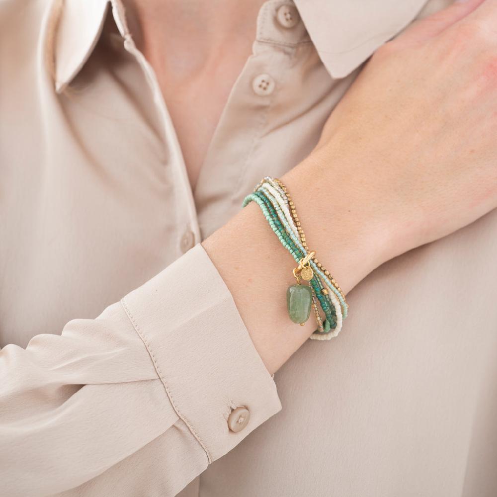 Greige Nirmala Aventurine Gold Bracelet - A Beautiful Story