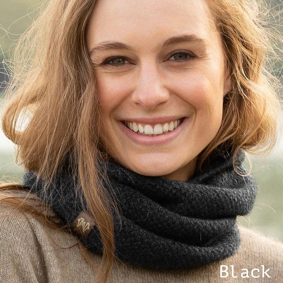 Greige Noble Wilde Possum Merino Moss Stitch Neck Warmer