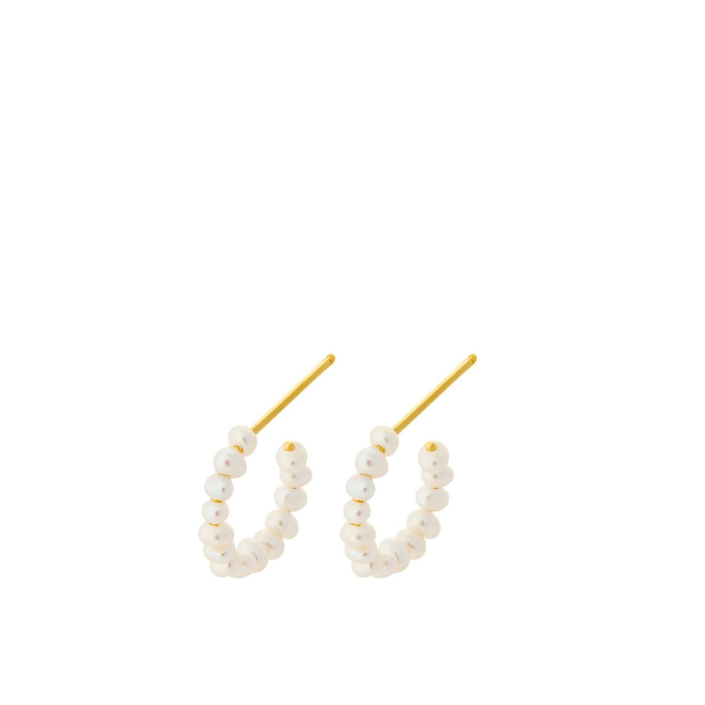Greige Ocean Treasure Pearl Hoops - Gold - Pernille Corydon