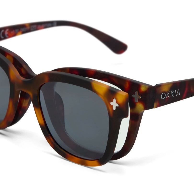 Greige Okkia MagMask Polarized Magnetic Clip-on For Giovanni Reading Glasses