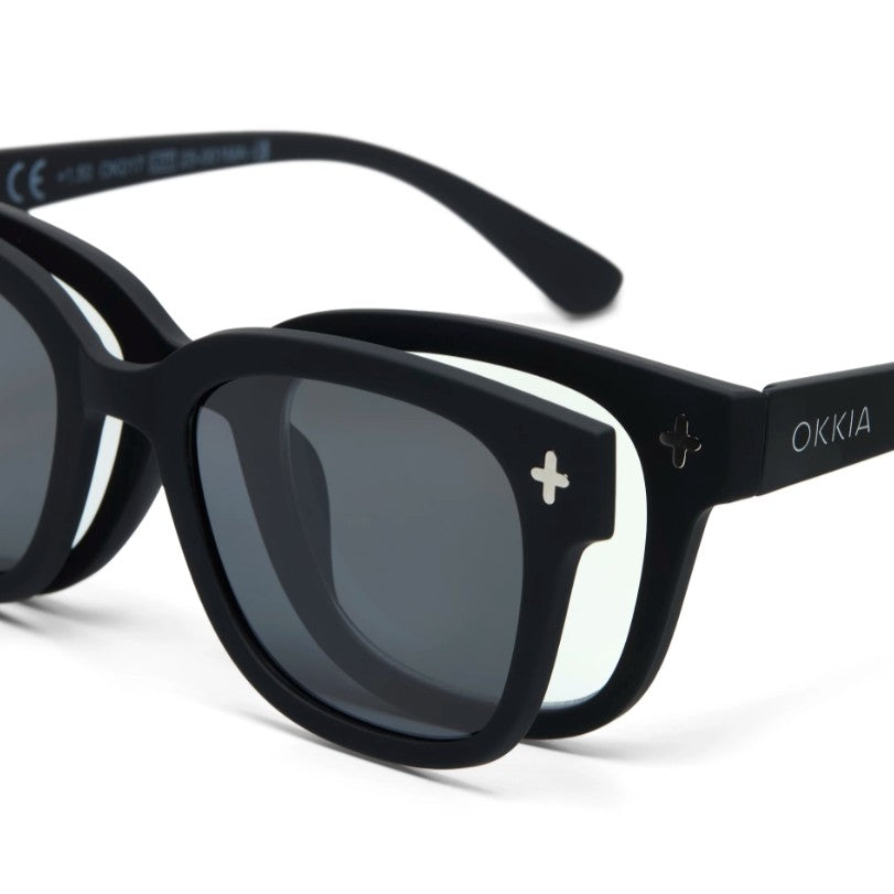 greige Okkia MagMask Polarized Magnetic Clip-on for Giovanni Reading Glasses