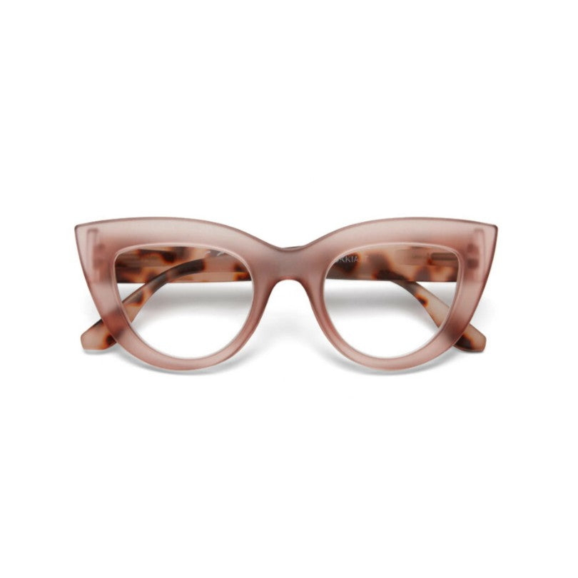 Greige Okkia Reading Glasses - Claudia Big Cat Eye - Pink Havana