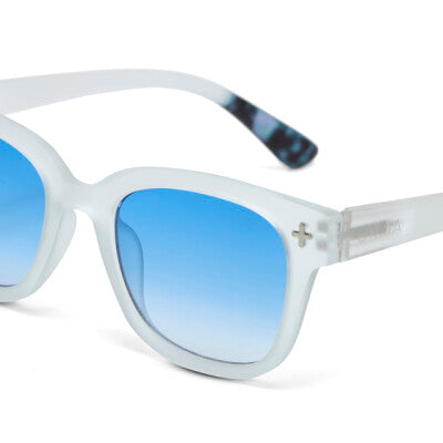 Greige Okkia Sunglasses - Giovanni - Translucent Clear - Blue Lens