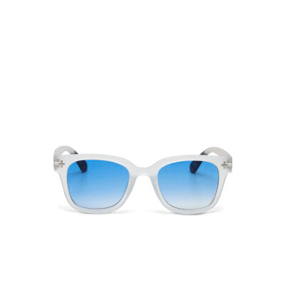 Greige Okkia Sunglasses - Giovanni - Translucent Clear - Blue Lens
