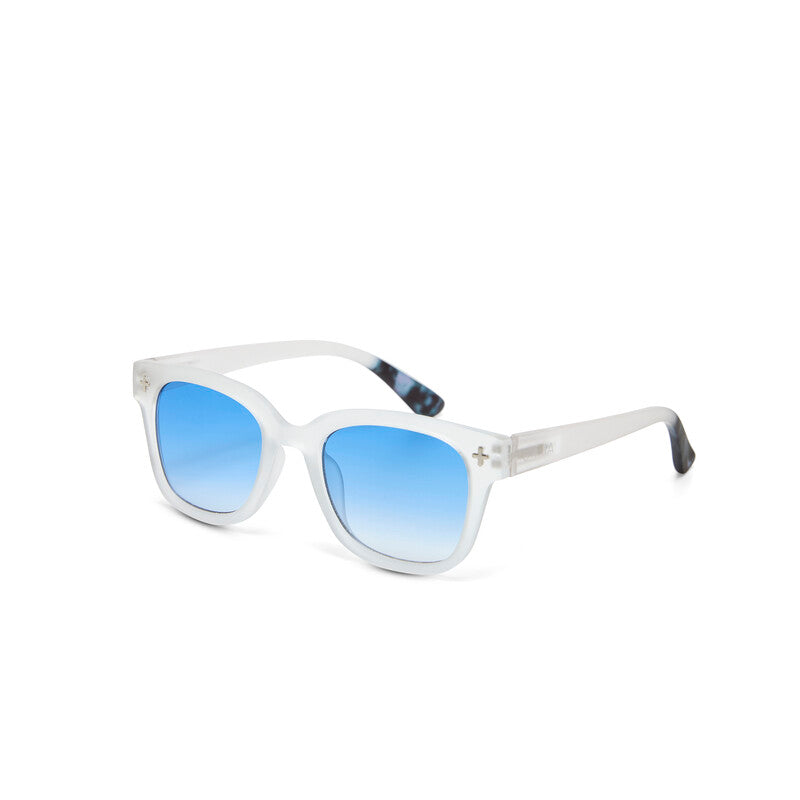 greige Okkia Sunglasses - Giovanni - Translucent Clear - Blue Lens