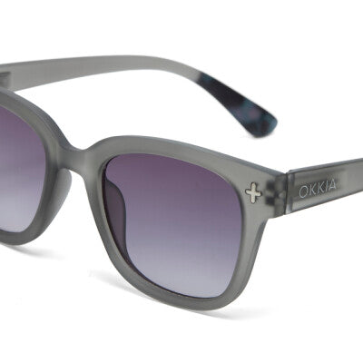Greige Okkia Sunglasses - Giovanni - Translucent Smoke - Black Gradient Lens