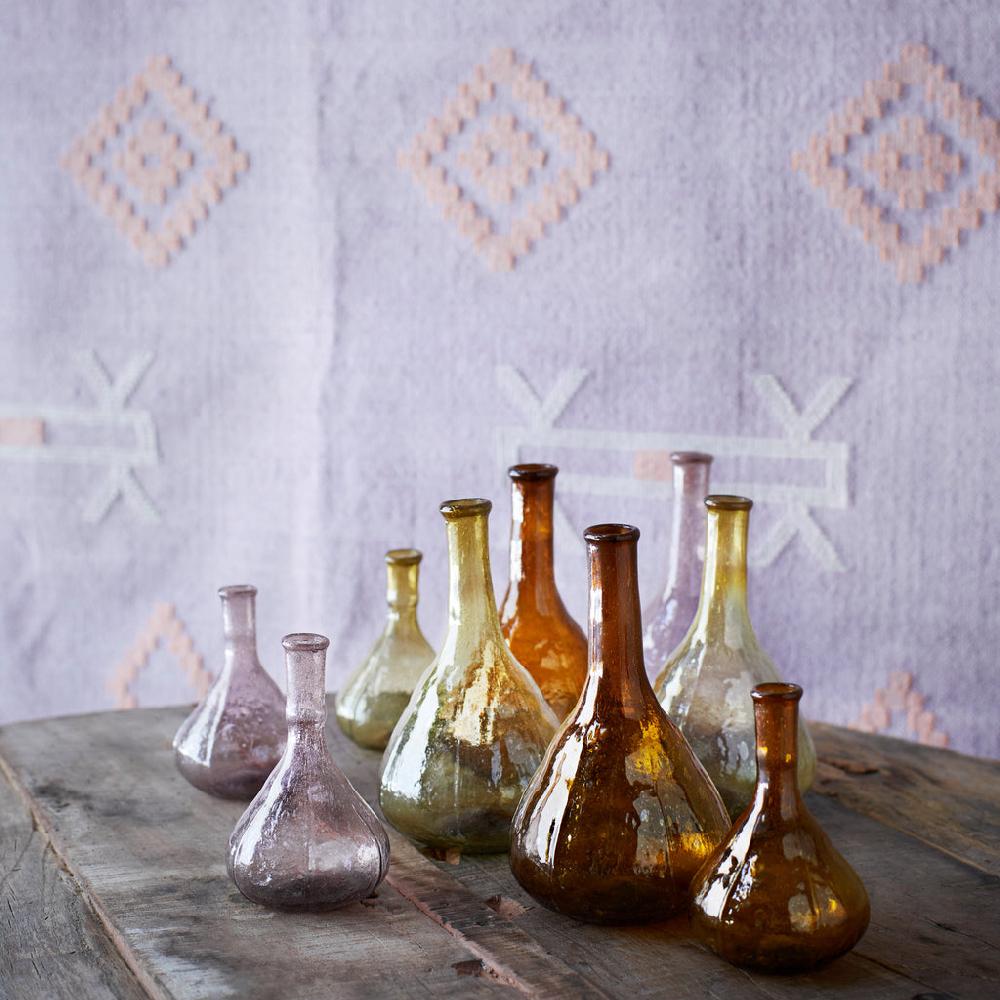 greige Onion Vase - Recycled Glass - Amber Green or Lilac