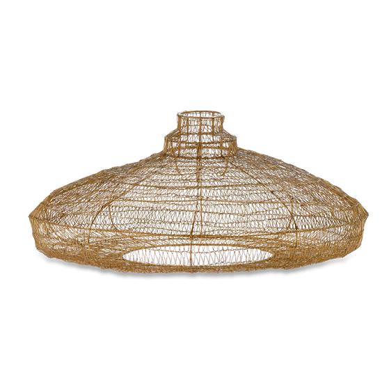Greige Organic Oval Shape Wire Lamp Shade - Antique Brass