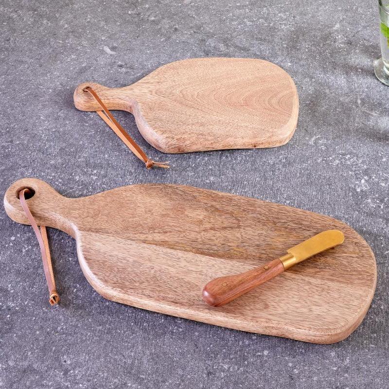 Greige Organic Shape Mango Wood Board - Two Size Options