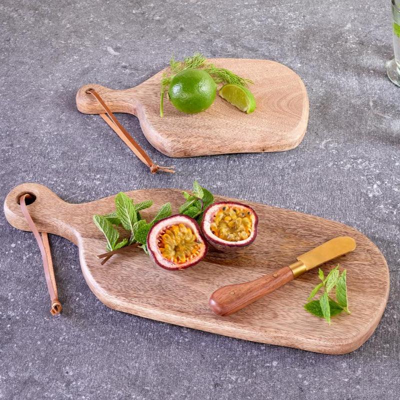 greige Organic Shape Mango Wood Board - Two Size Options