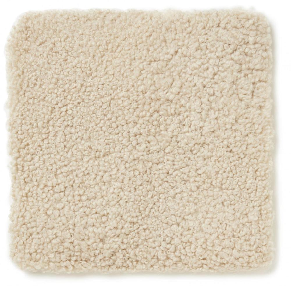 greige Padded Curly Sheepskin Seatpad - Square - Ivory or Taupe Grey
