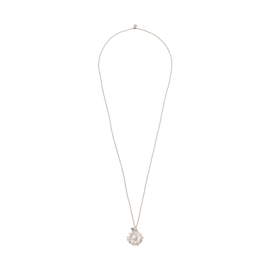 greige Paradise Labradorite Daisy Silver Necklace - A Beautiful Story