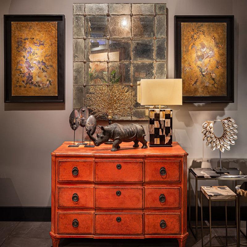 greige Parisian Cafe Mirror - Oxidised Antiqued Finish - 100x125cm