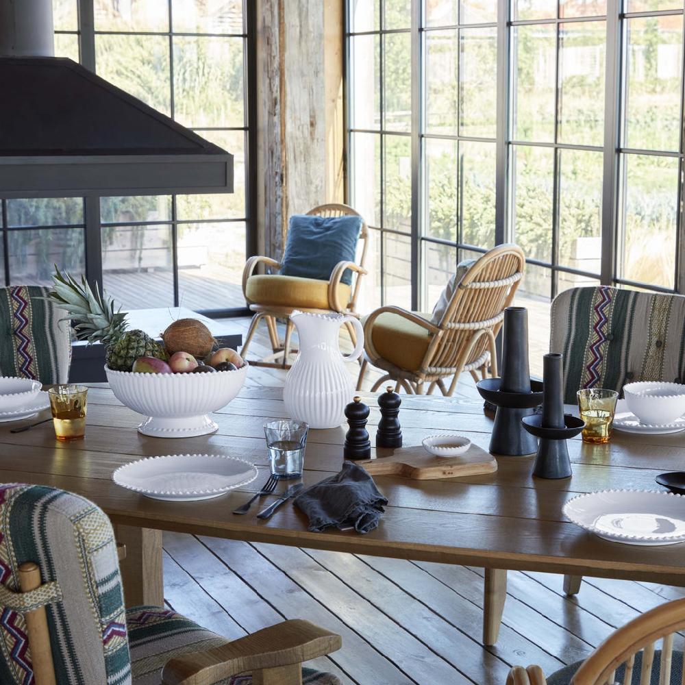 Greige Pearl Centrepiece Serving Bowl On Foot - 32cm - Costa Nova