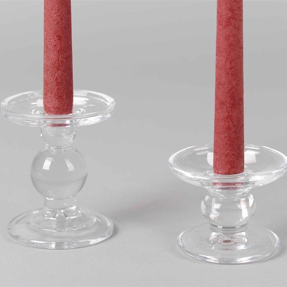 Greige Phoebe Glass Candle Holder For Pillar Or Dinner Candle
