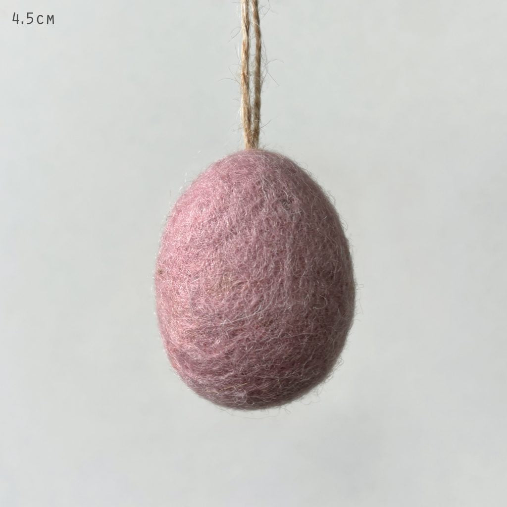 Greige Plain Felt Egg - Small - Cream Yellow Green Or Pink
