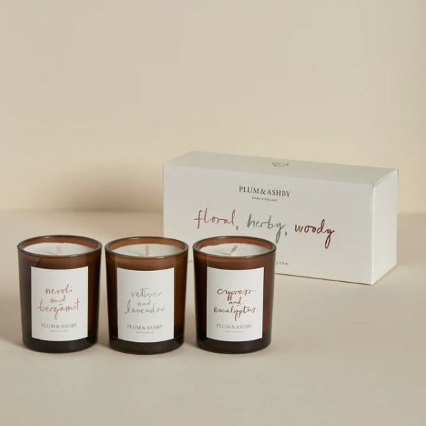 greige Plum & Ashby Floral Herby Woody Votive Gift Set