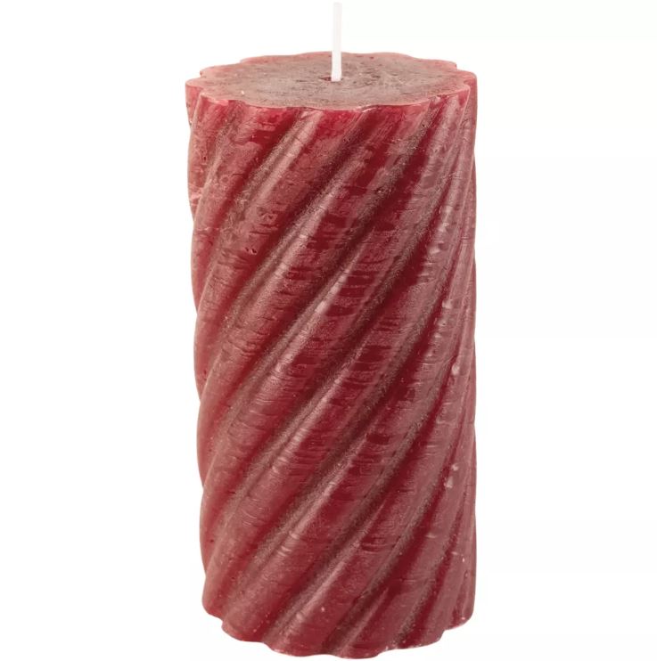 Greige Plum Rustic Twisted Pillar Candle - Three Size Options