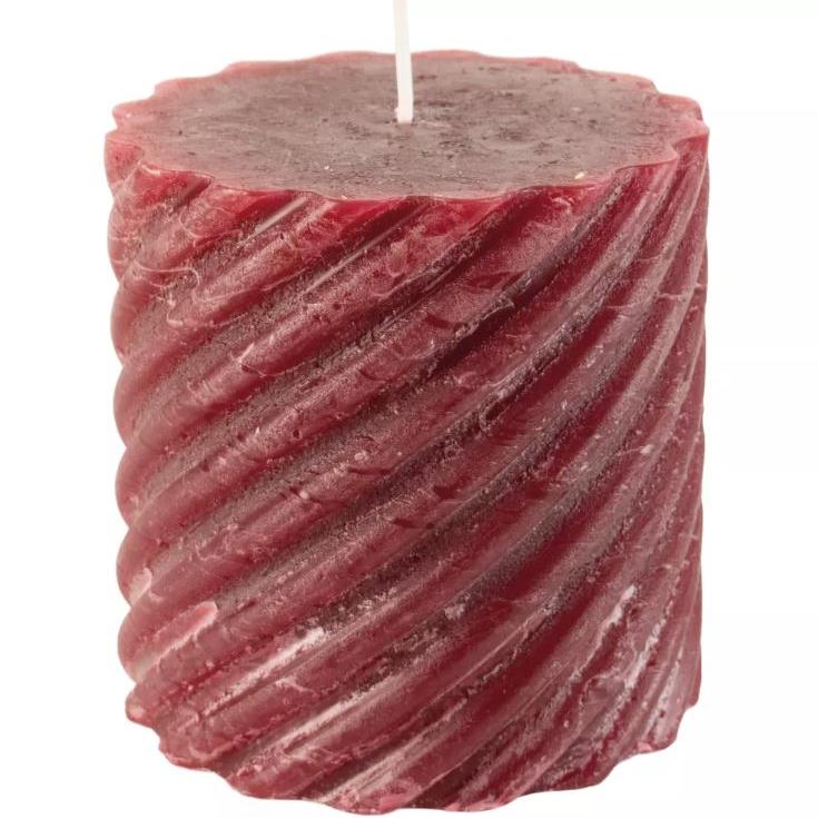 Greige Plum Rustic Twisted Pillar Candle - Three Size Options