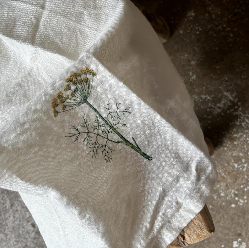 Greige Printed Cotton And Linen Napkins - Set Of Four