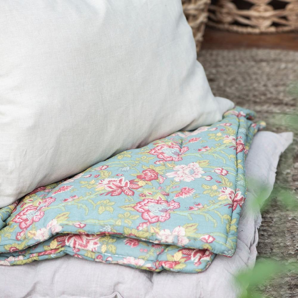 Greige Printed Cotton Mattress - 70 X 190cm - Aqua Floral