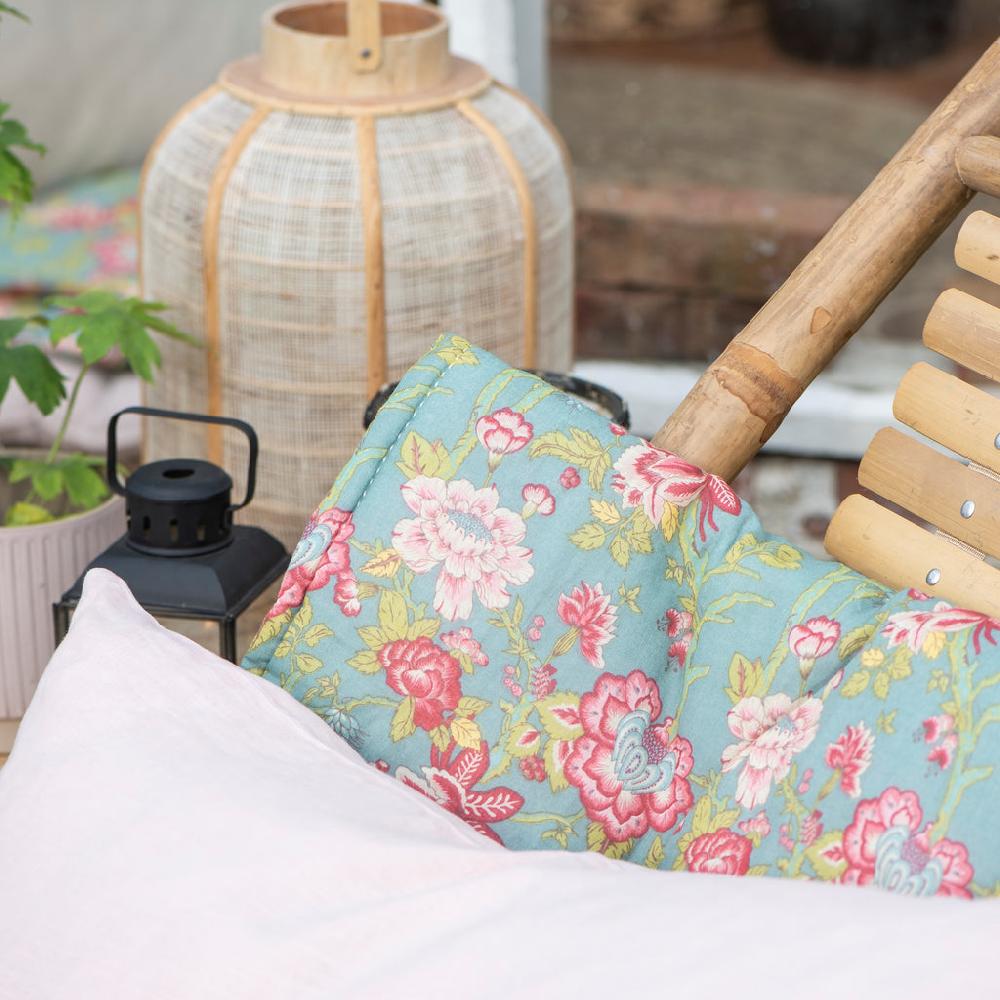 Greige Printed Cotton Mattress - 70 X 190cm - Aqua Floral