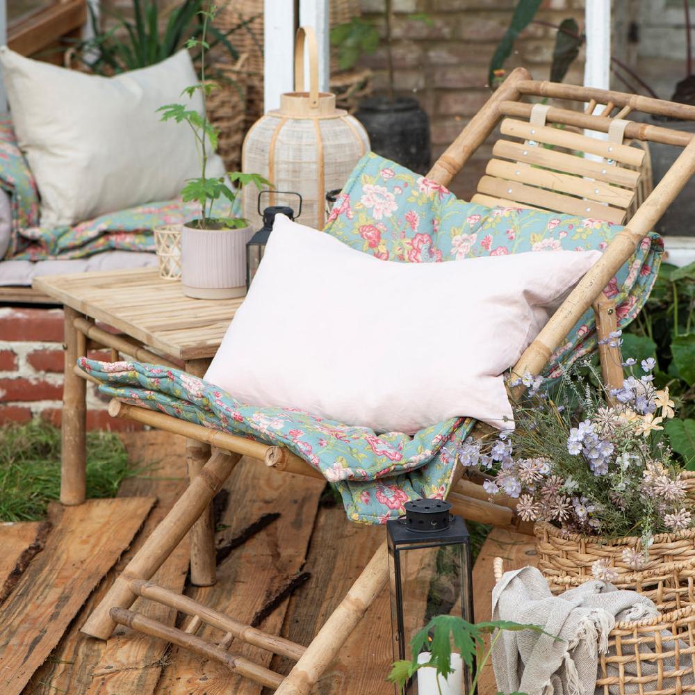 greige Printed Cotton Mattress - 70 x 190cm - Aqua Floral