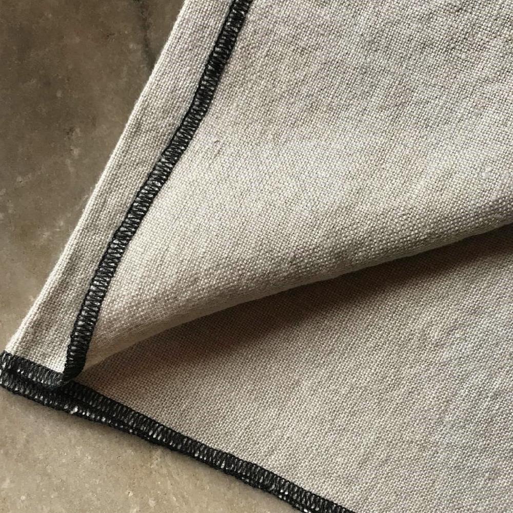 Greige Pure Linen Napkin With Contrast Oversewn Edge - Various Colours
