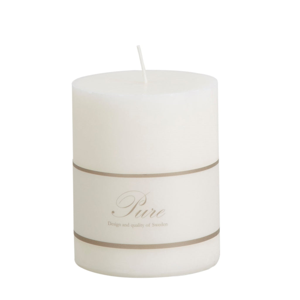 Greige Pure Stearin Pillar Candles - White - 80mm Diameter