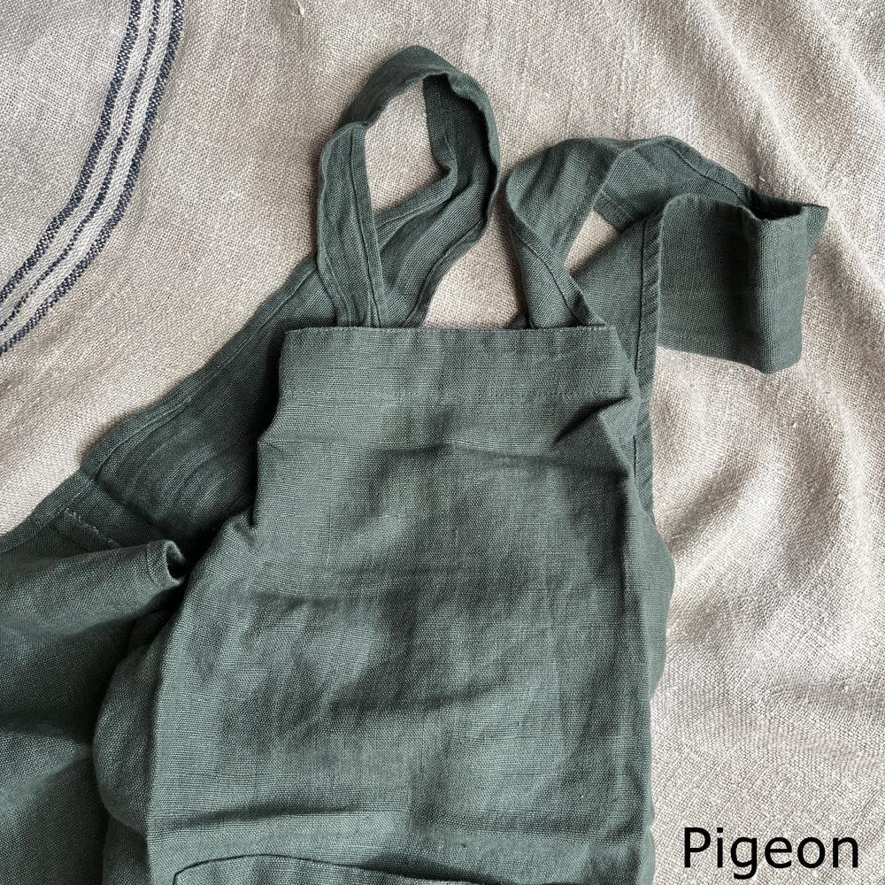 Greige Pure Washed Linen Japanese Style Cross Back Apron