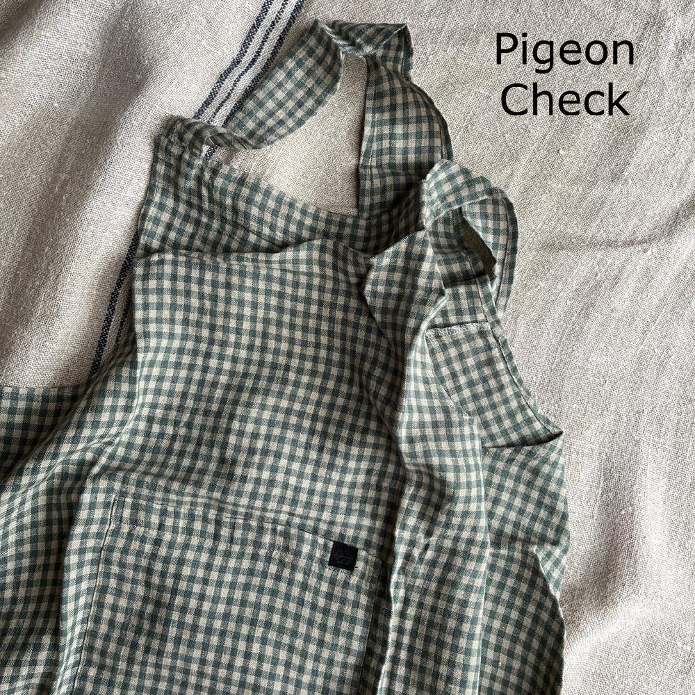 Greige Pure Washed Linen Japanese Style Cross Back Apron