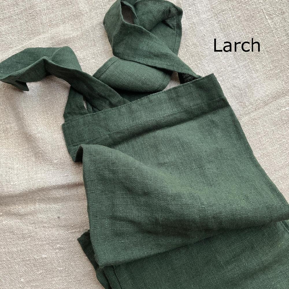 Greige Pure Washed Linen Japanese Style Cross Back Apron