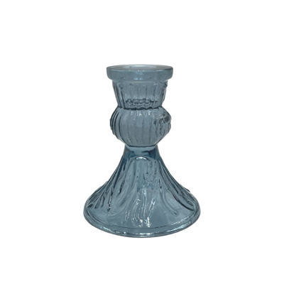 Greige Recycled Glass Candlestick - H 11cm - Dusty Green Or Dusty Blue