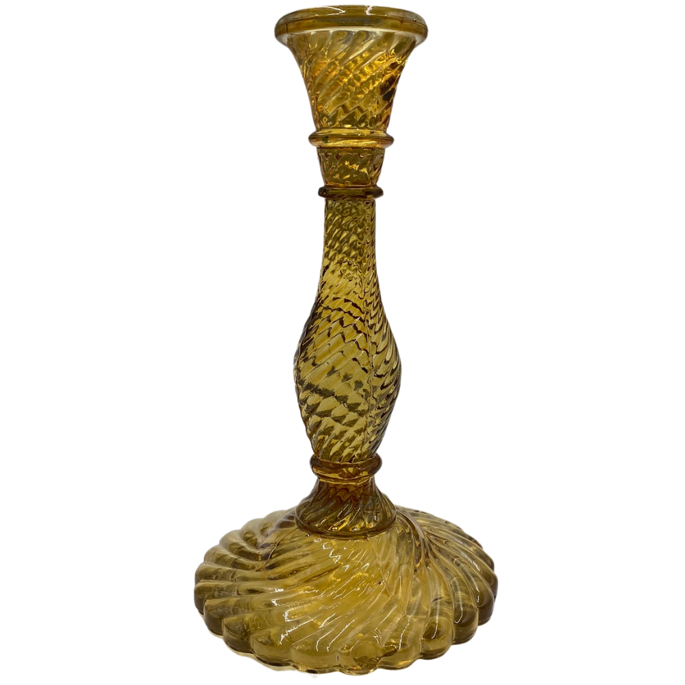 Greige Recycled Glass Candlestick - H 23cm - Dusty Green Dusty Blue Or Amber