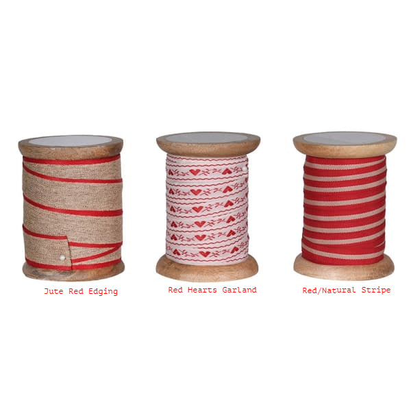 Greige Red And Gold Ribbon - 10 Metre Spool - Various Styles