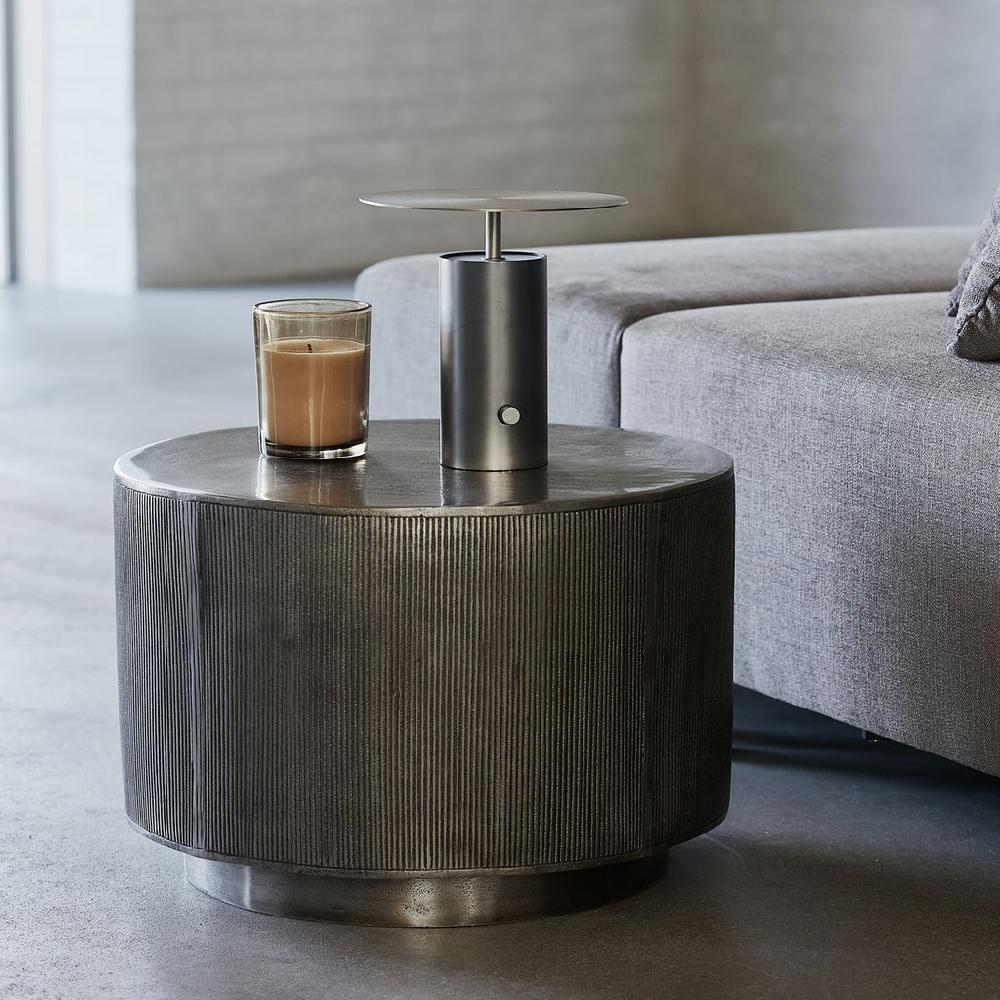 Greige Round Brushed Silver Coffee Table - Rota - By House Doctor Denmark