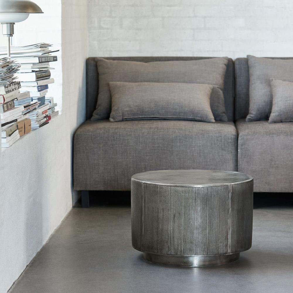 greige Round Brushed Silver Coffee Table - Rota - by House Doctor Denmark