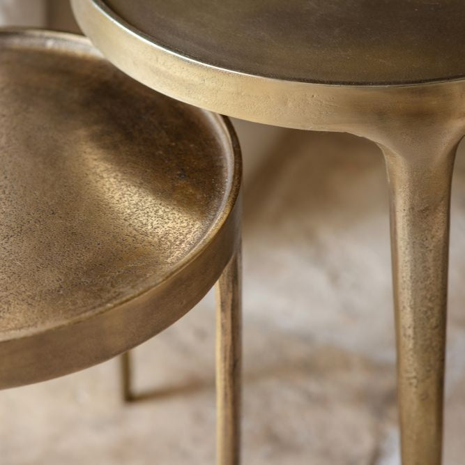 Greige Round Cast Metal Side Table - Two Size Options