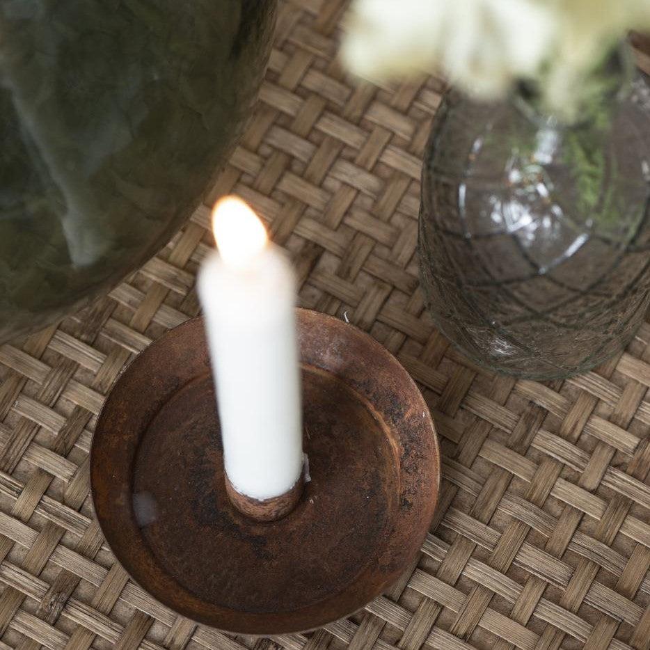 Greige Rust Holder For Thin Taper Or Regular Dinner Candle