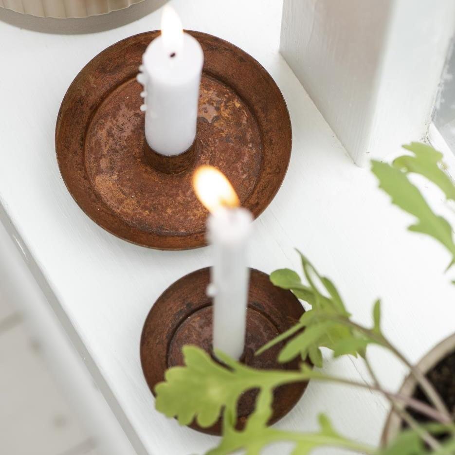 greige Rust Holder for Thin Taper or Regular Dinner Candle