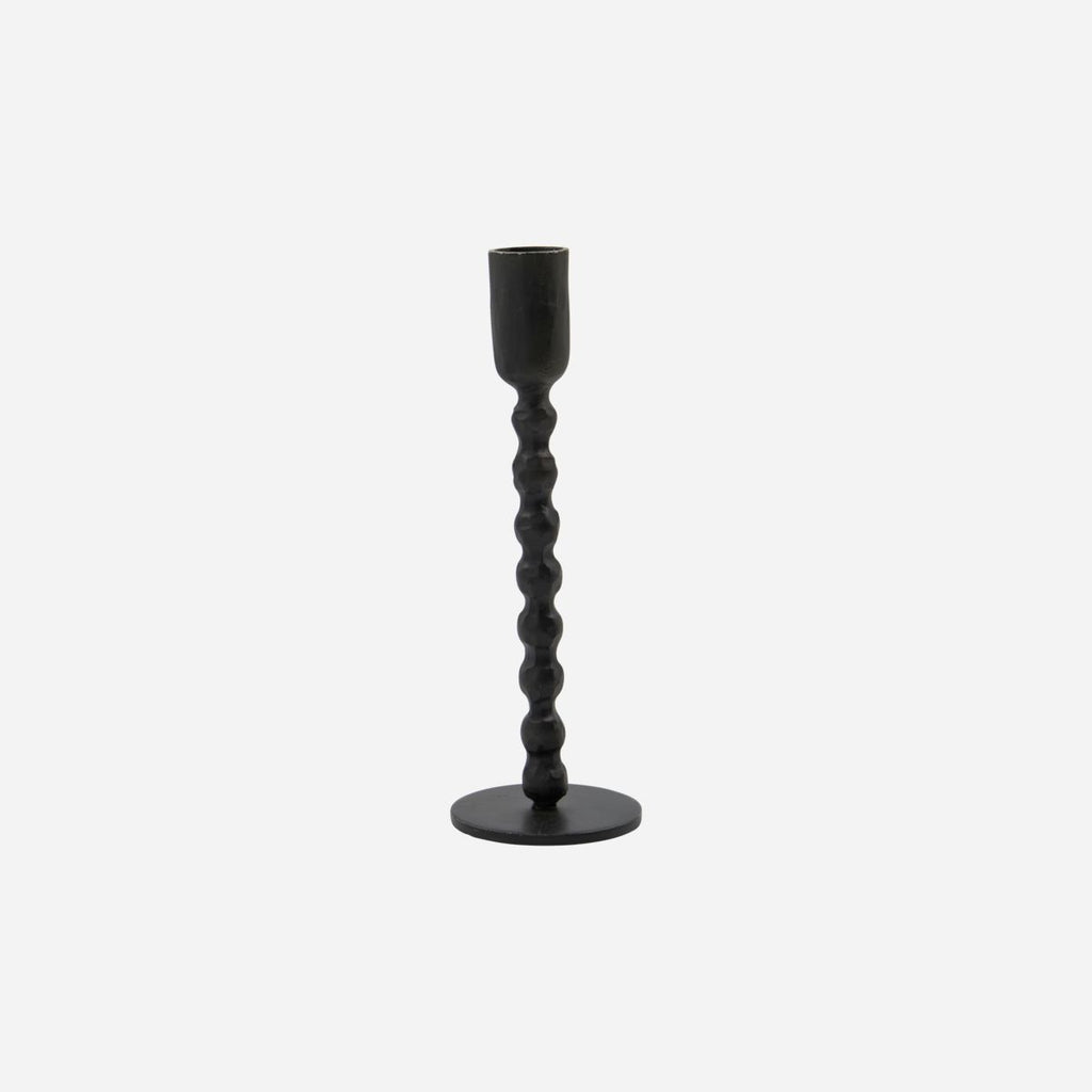 Greige Rustic Iron Bobble Candlestick - Two Size Options
