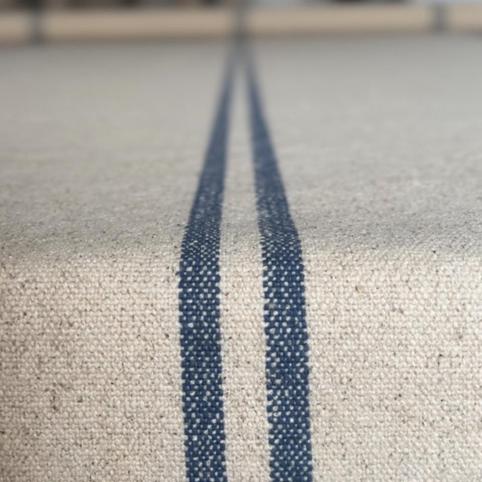 Greige Rustic Stripe Grainsack Table Runner - Navy Red Grey Or Natural