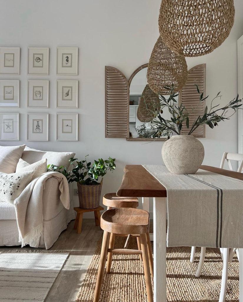 Greige Rustic Stripe Grainsack Table Runner - Navy Red Grey Or Natural